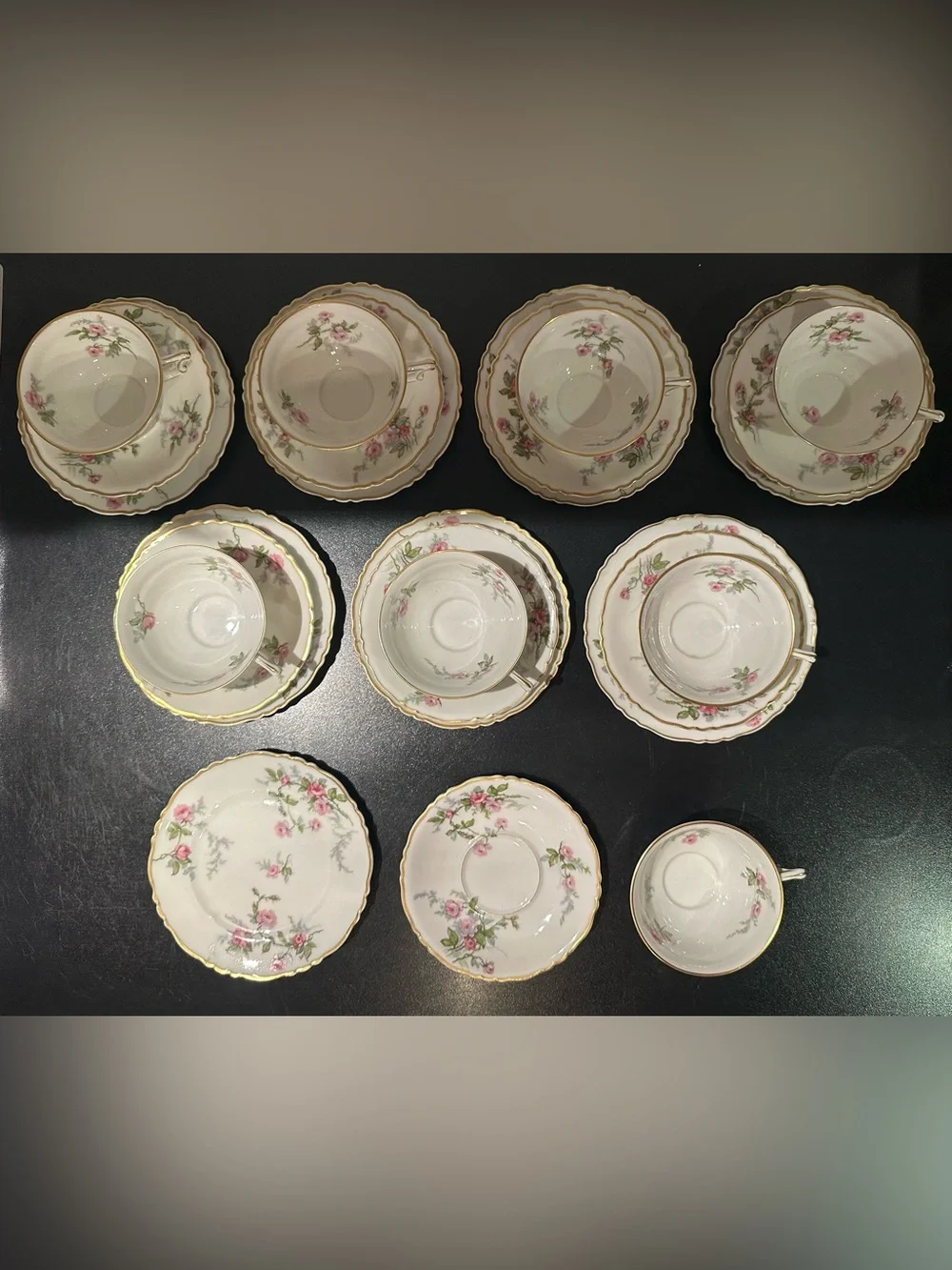 LIMOGES FRANCE TEA SERVICE FOR 8 HAVILAND SYLVIA CUPS SAUCERS PLATES SHABBY CHIC